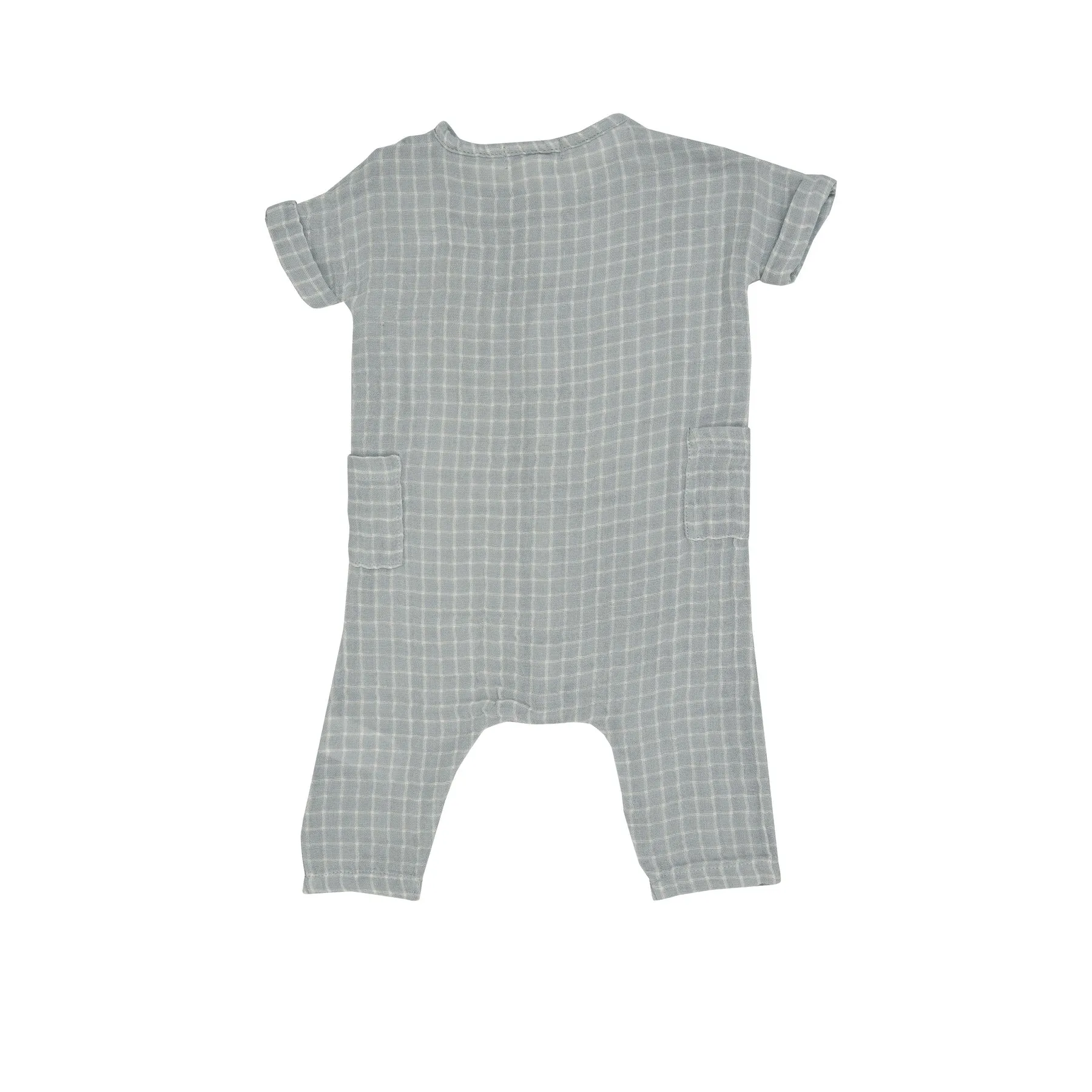 Dolman Front Closure Romper - Grey Grid