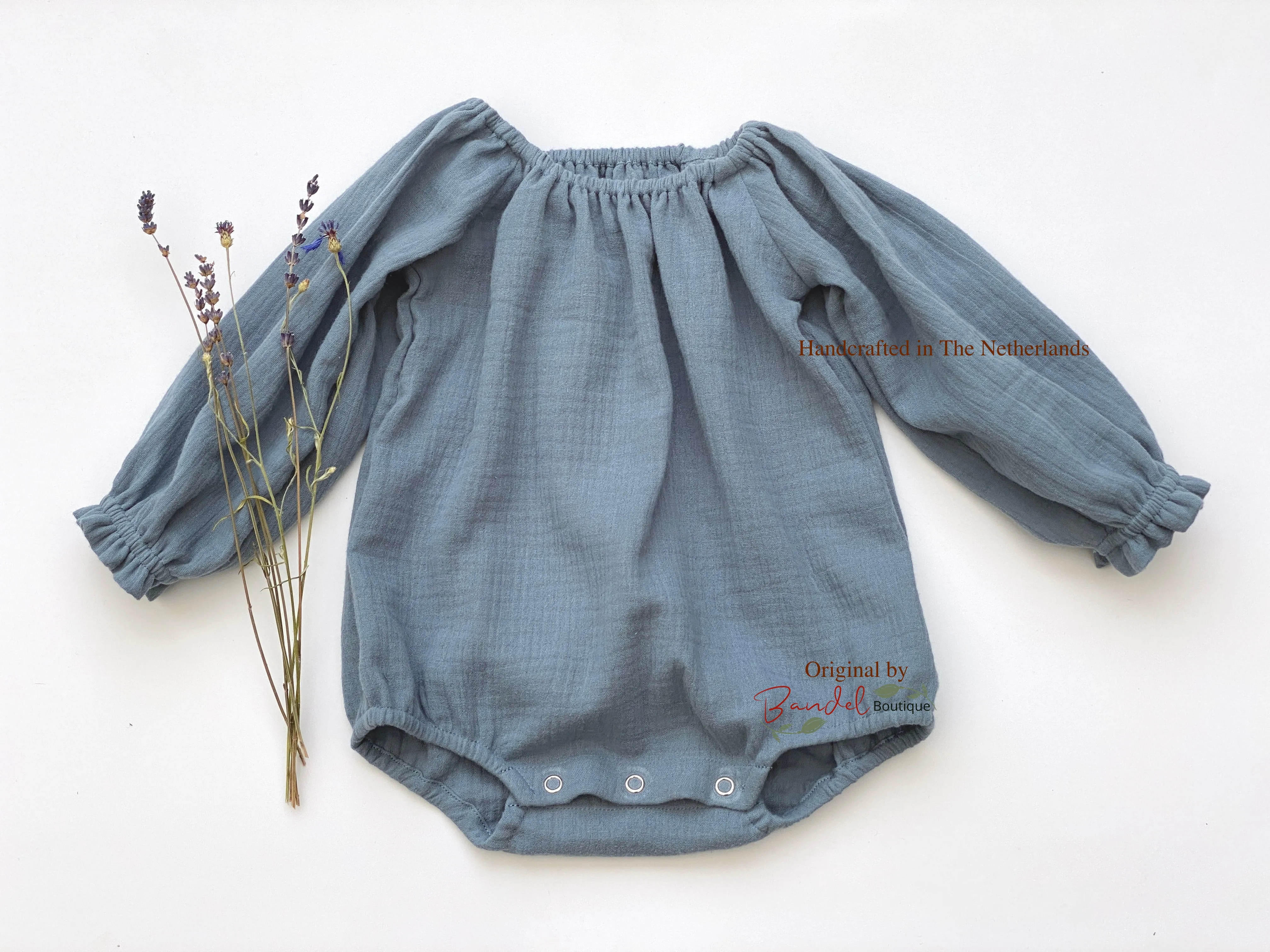 Dusty Blue Gauze Romper