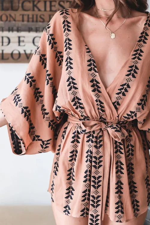 Easy Summer V-Neckline Printed Romper