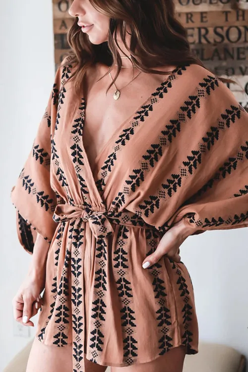 Easy Summer V-Neckline Printed Romper