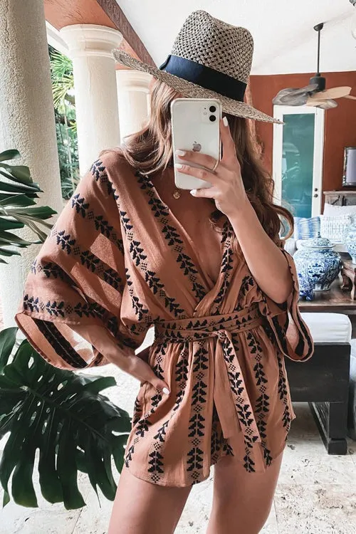 Easy Summer V-Neckline Printed Romper