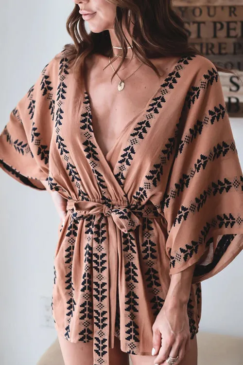 Easy Summer V-Neckline Printed Romper