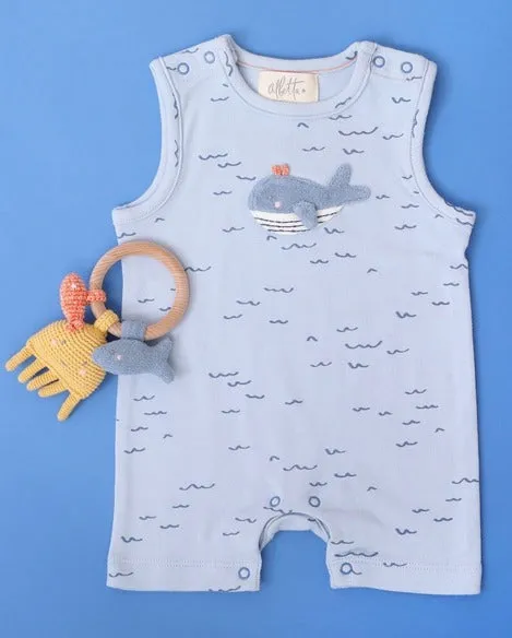 EFL Kids Applique Wilbert Whale Baby Romper