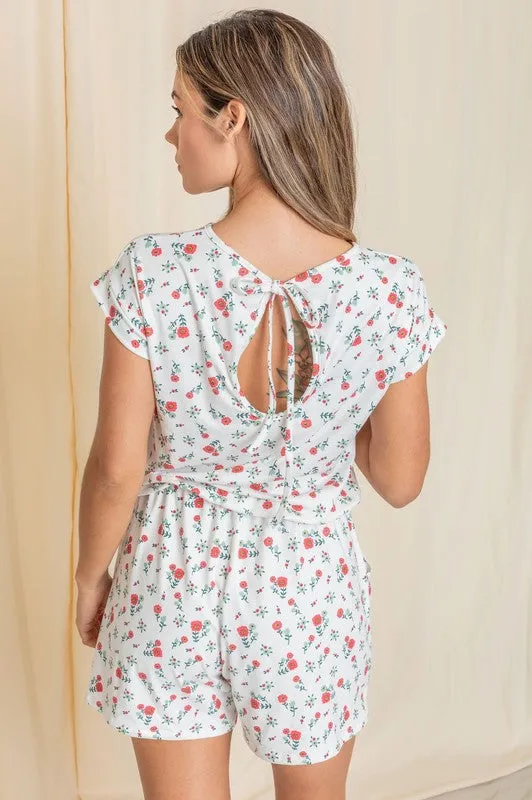 EG FASHION Short Sleeve Floral Print Romper