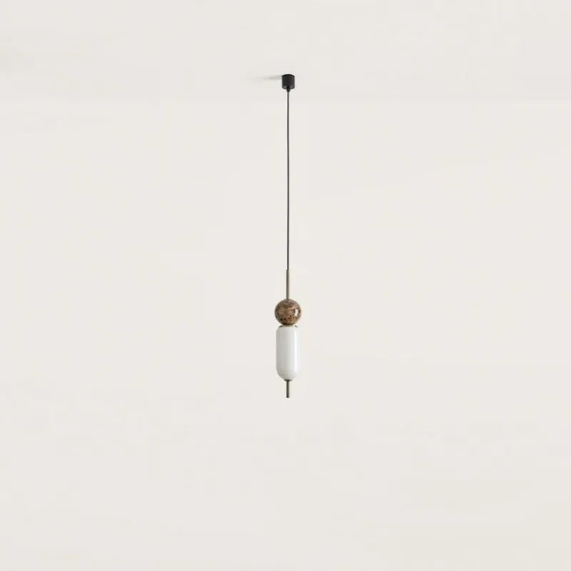 Elegant Marble and Glass Suspended Pendant