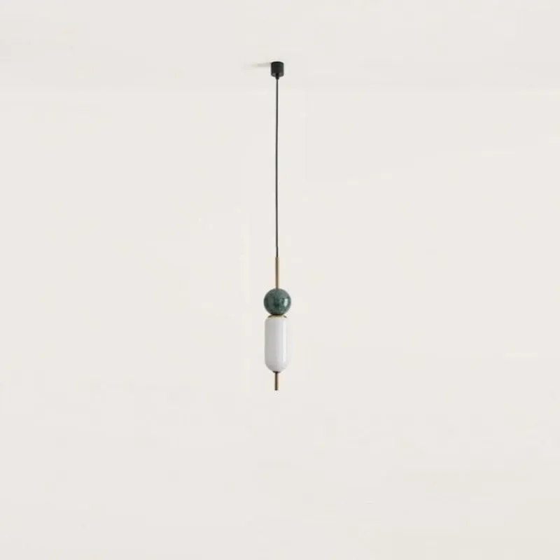 Elegant Marble and Glass Suspended Pendant