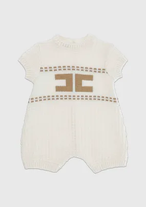 Elisabetta Franchi White & Beige knitted Romper