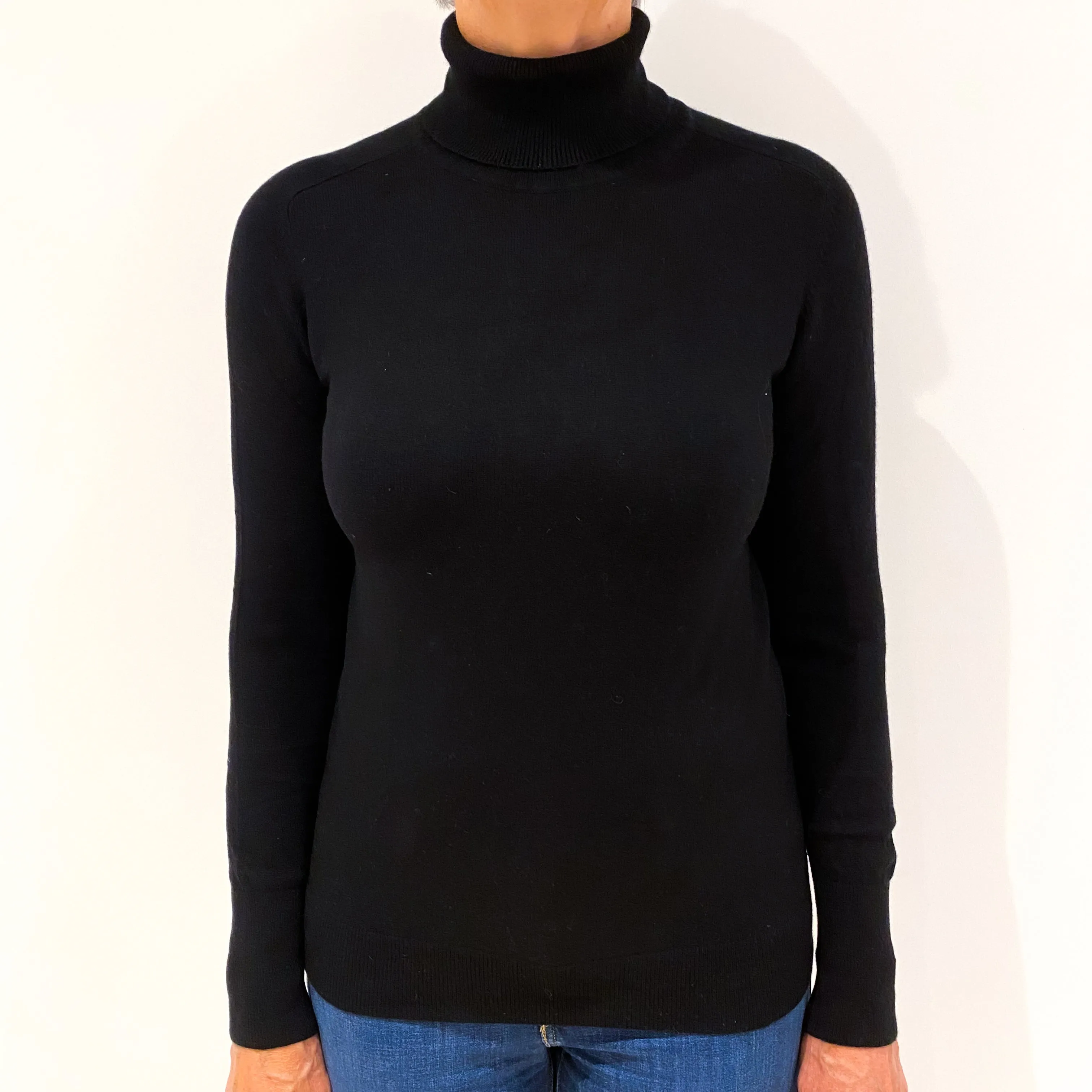 Everlane Black Cashmere Polo Neck Jumper Medium