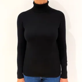 Everlane Black Cashmere Polo Neck Jumper Medium