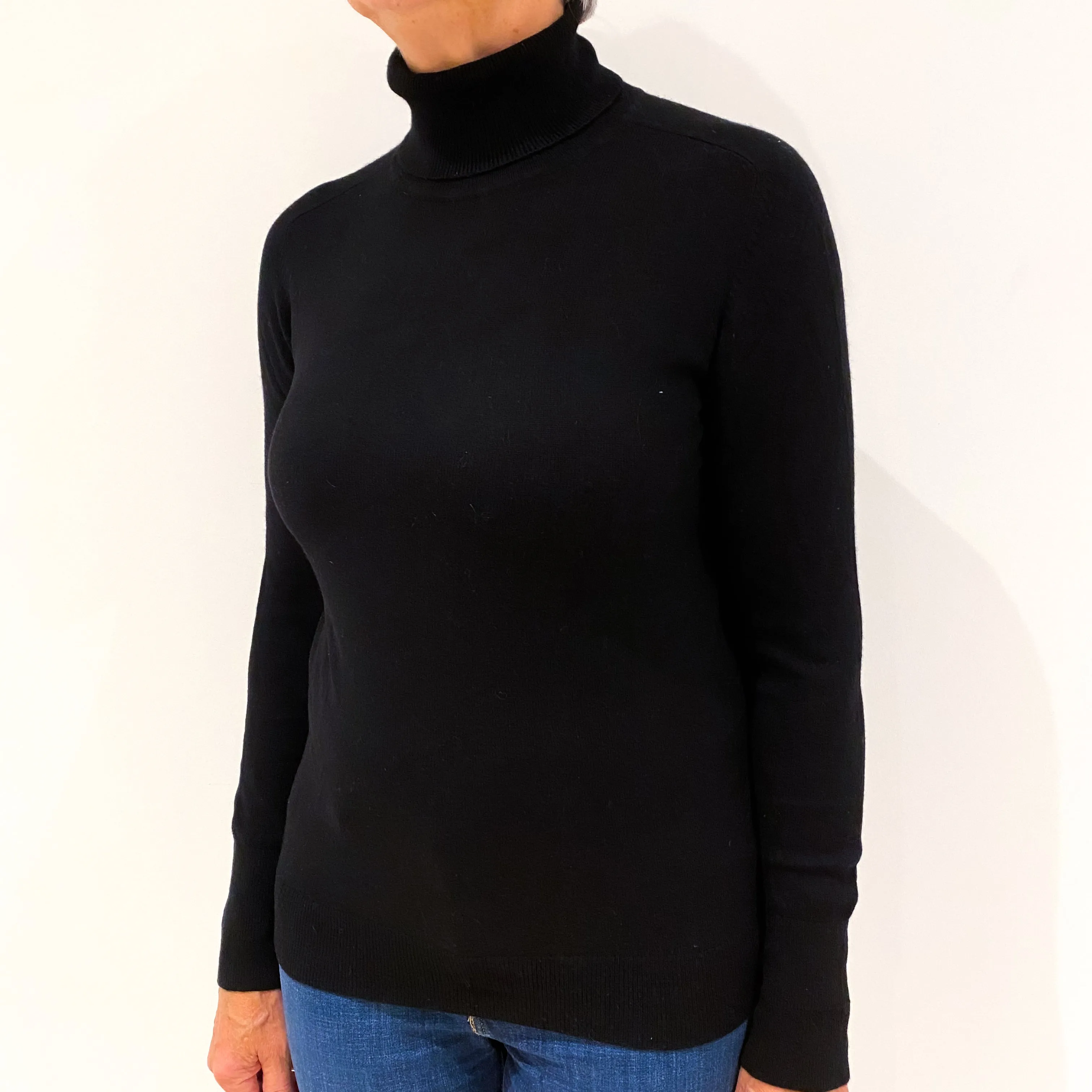 Everlane Black Cashmere Polo Neck Jumper Medium