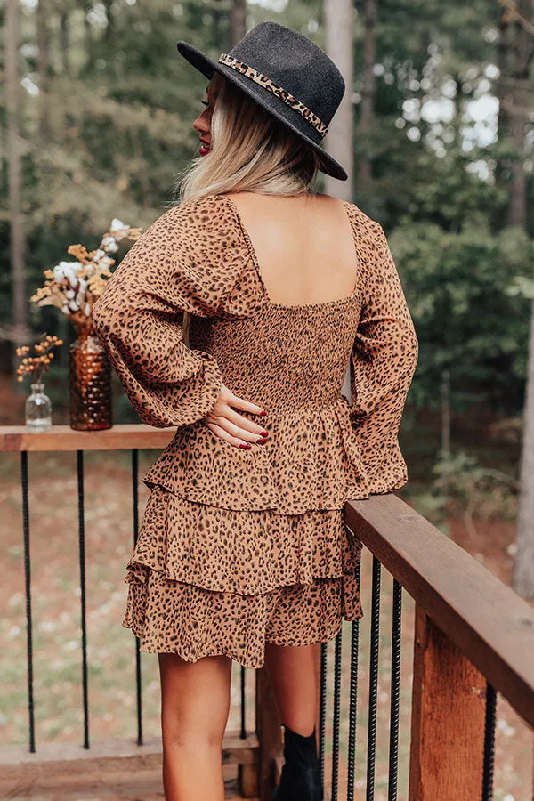 Fall On Repeat Off Shoulder Leopard Romper In Brown