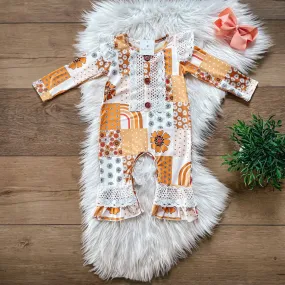 Fall Patchwork Infant Romper by Wellie Kate