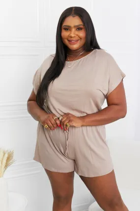 Fashion Full Size Round Neck Short Sleeve Romper with Pockets