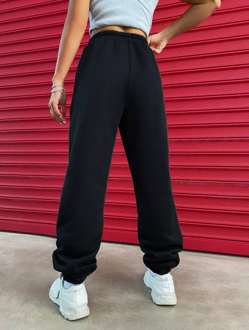 Flap Solid Sweatpants with Pockets