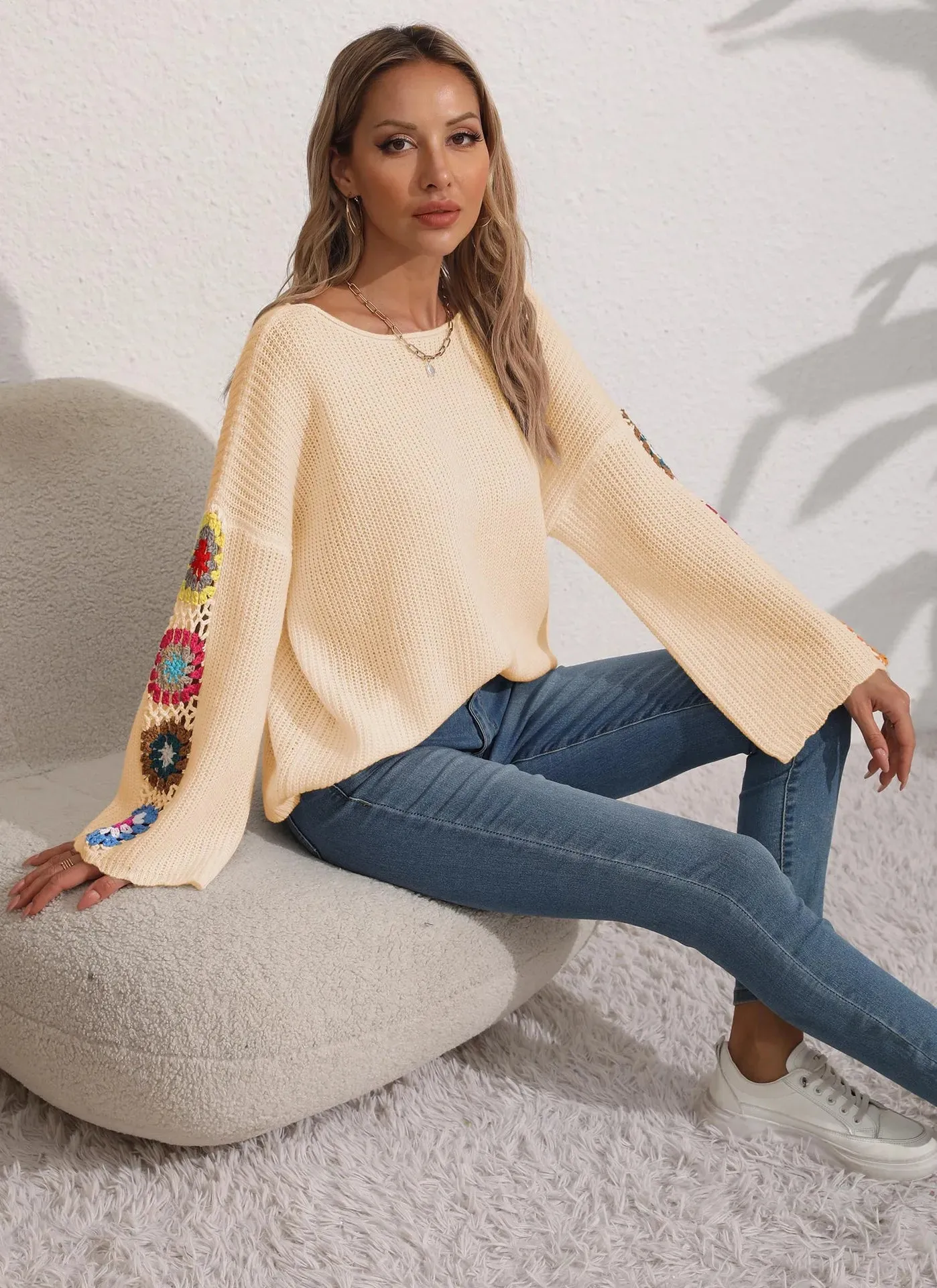 Folk Embroidered Cozy Pullover