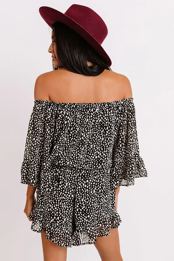 Force Of Fashion Leopard Romper In Black