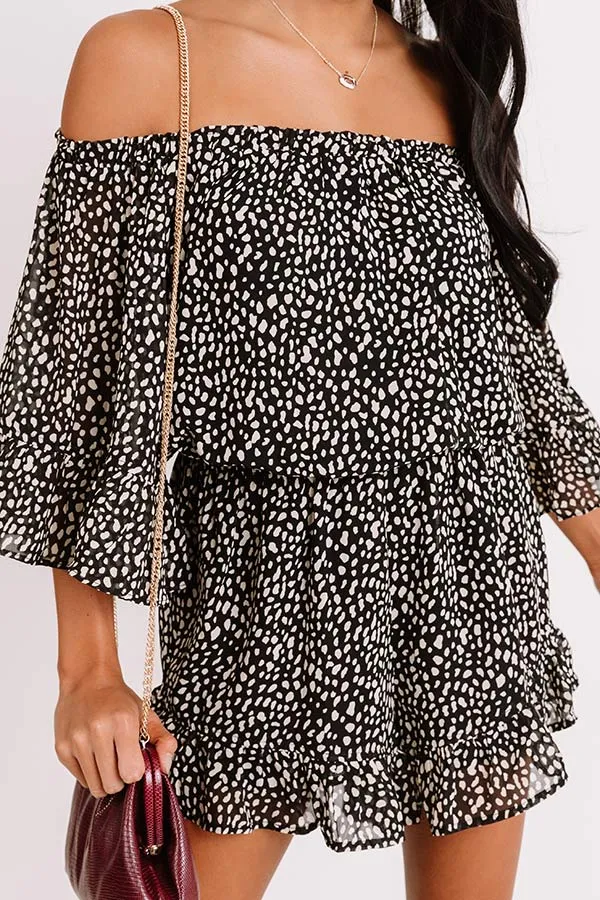 Force Of Fashion Leopard Romper In Black