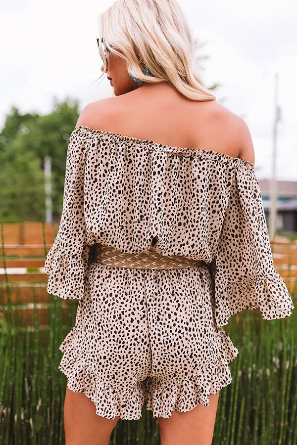 Force Of Fashion Leopard Romper in Iced Latte