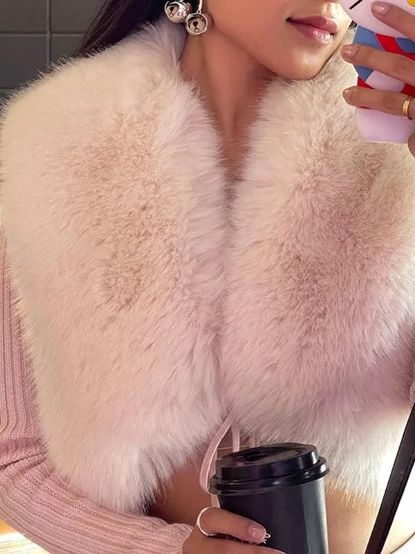 Fur Collar Exposed Navel Sweaters