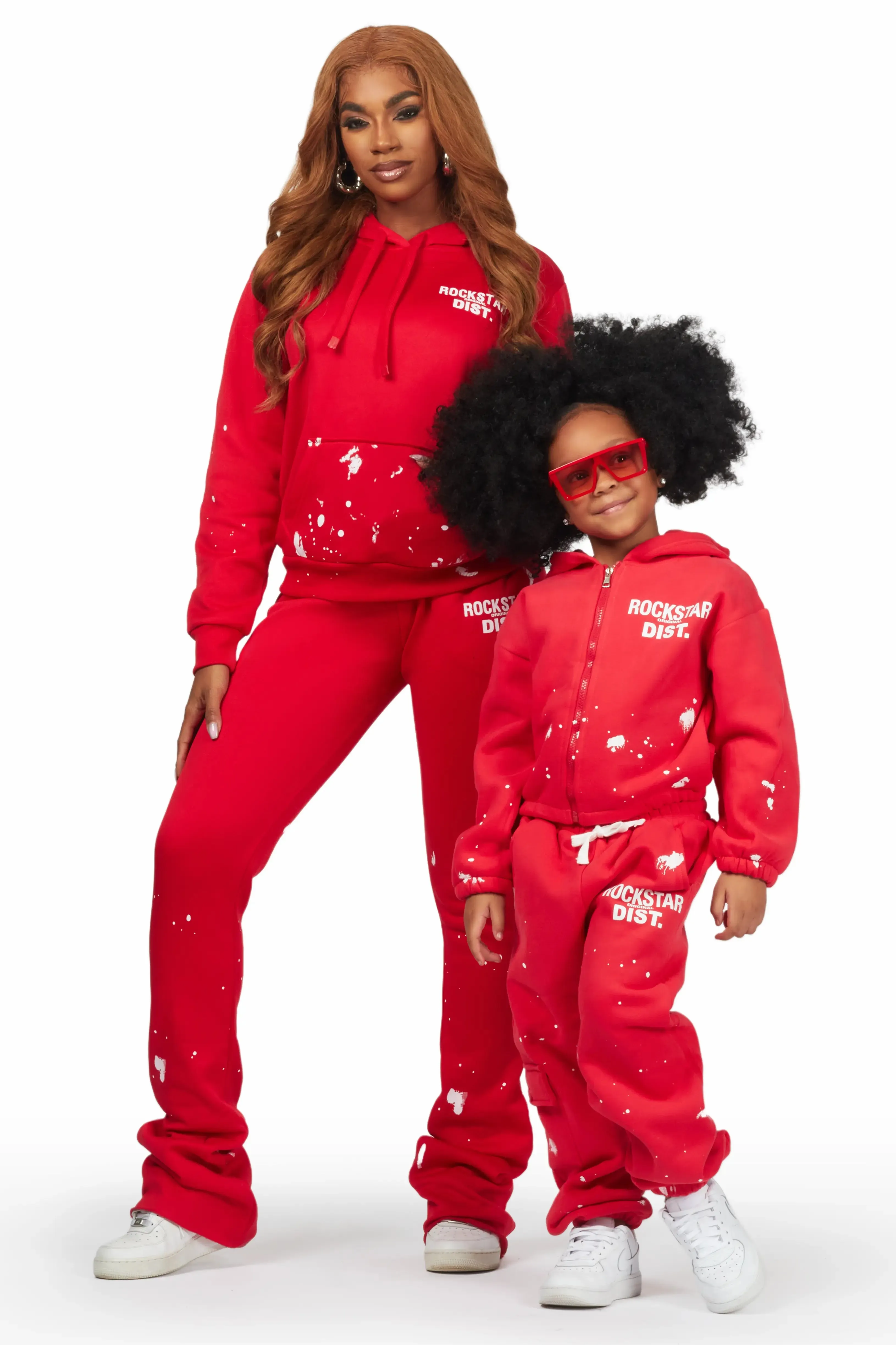 Girls Hadley Red Zip Up Hoodie Pant Set