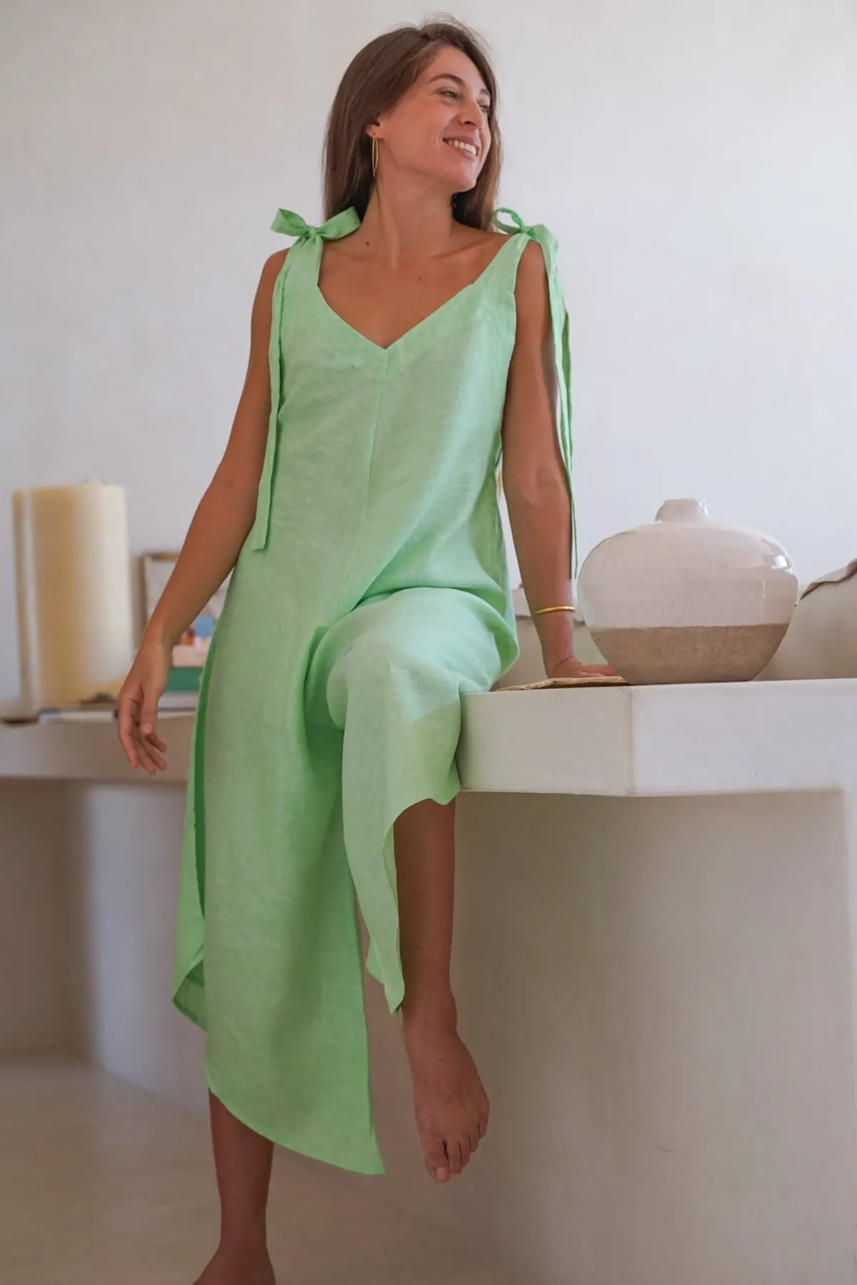 GRANADINA Linen Jumper - Apple Green