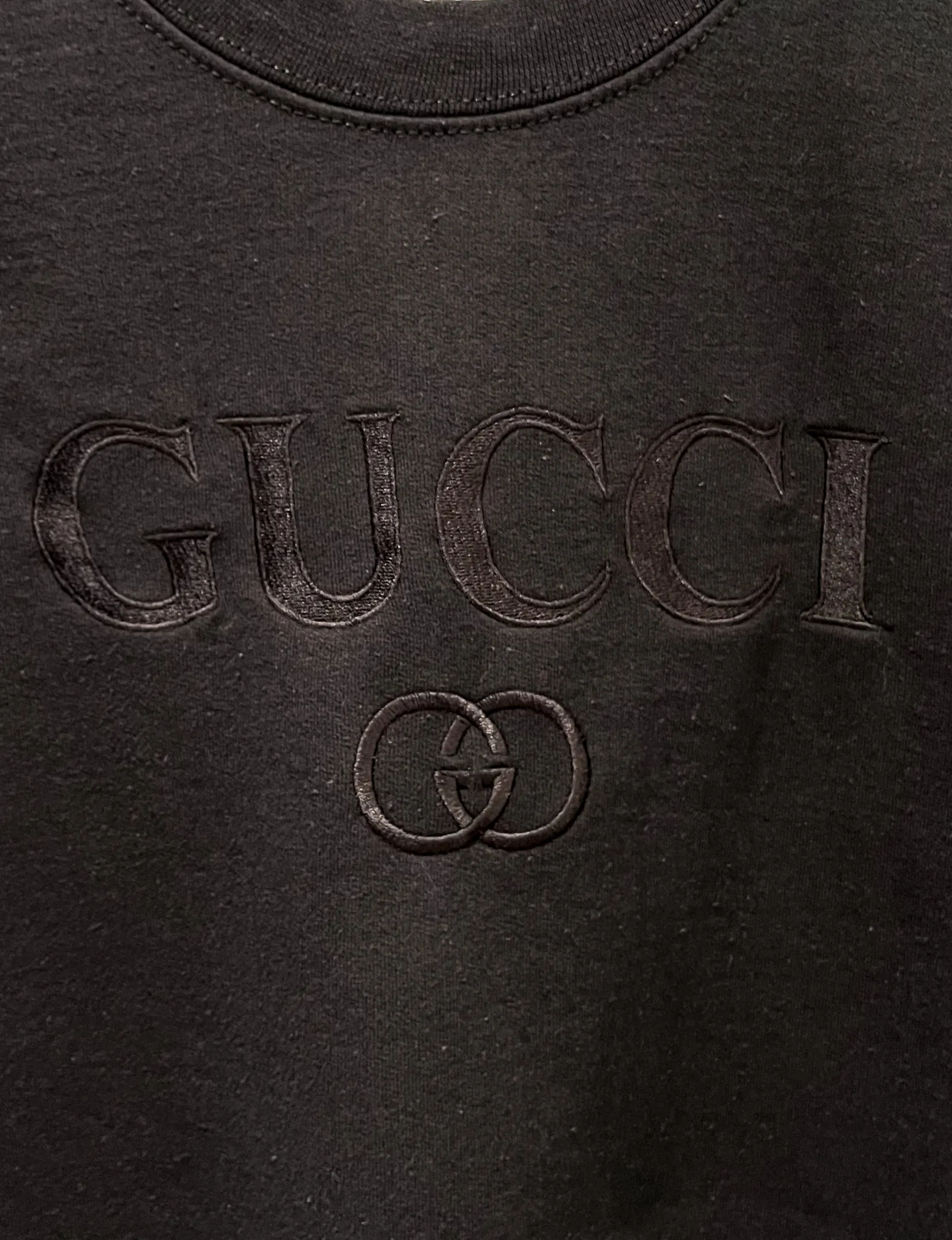 Gucci Embroidered Vintage Sweatshirt, Black/Black