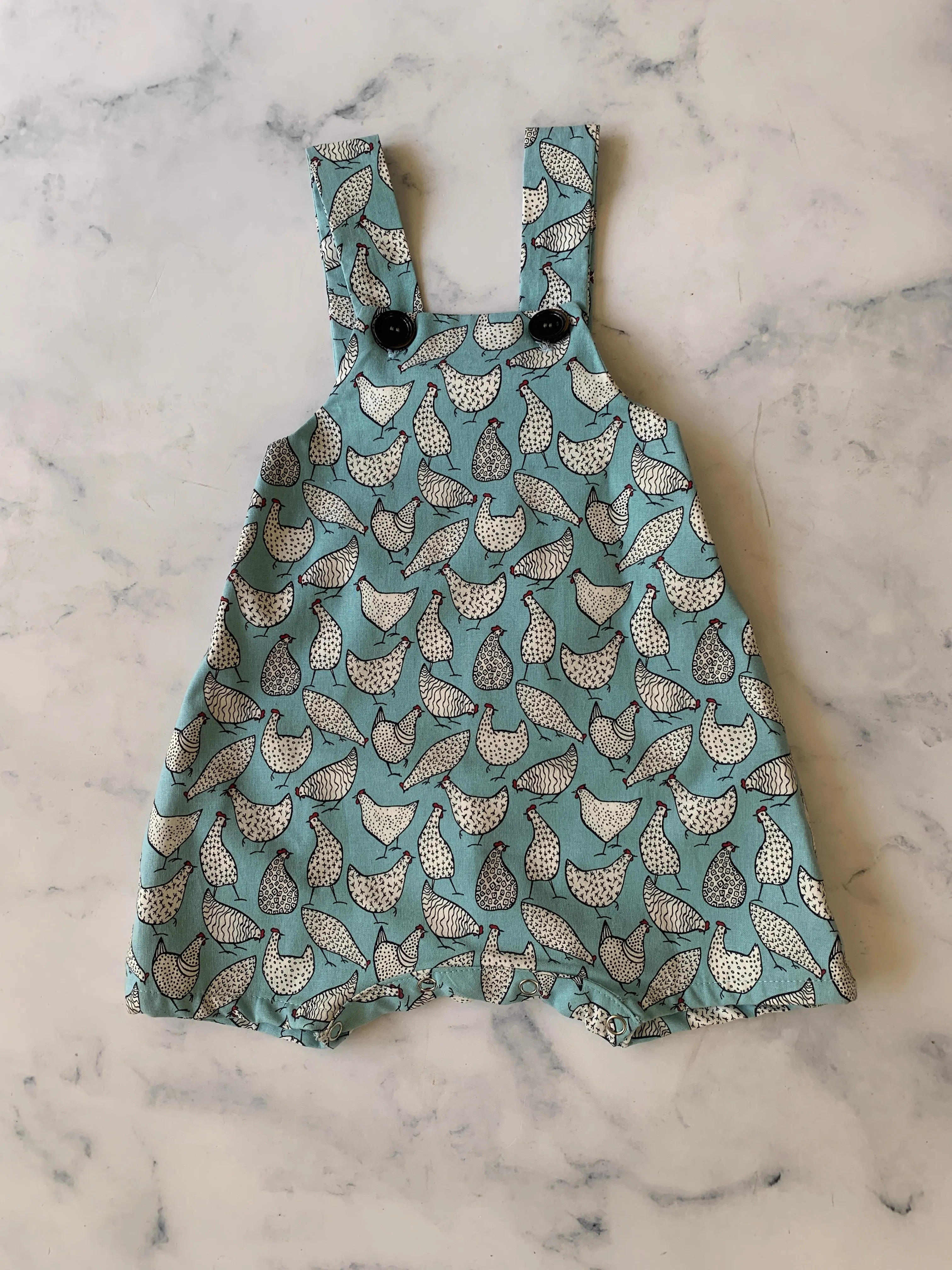 Guinea Fowl Romper turquoise