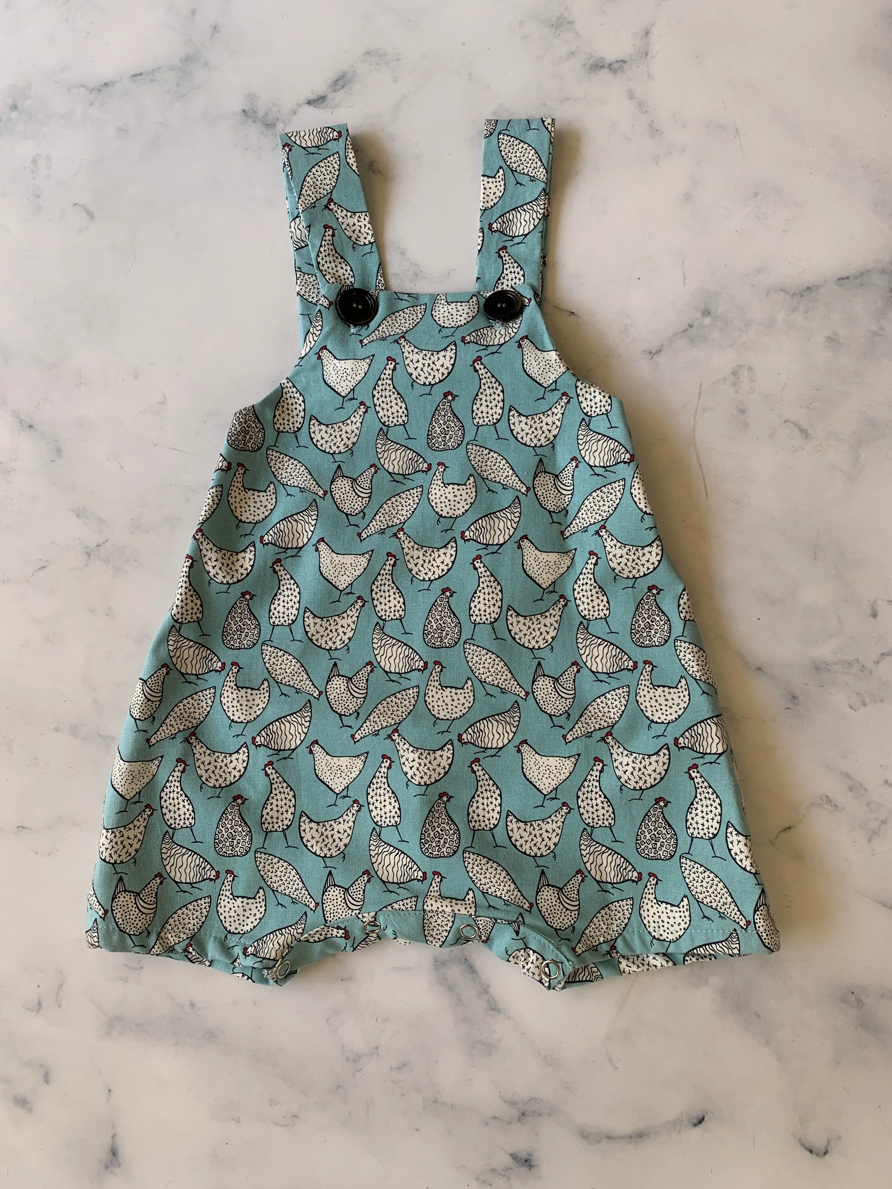 Guinea Fowl Romper turquoise