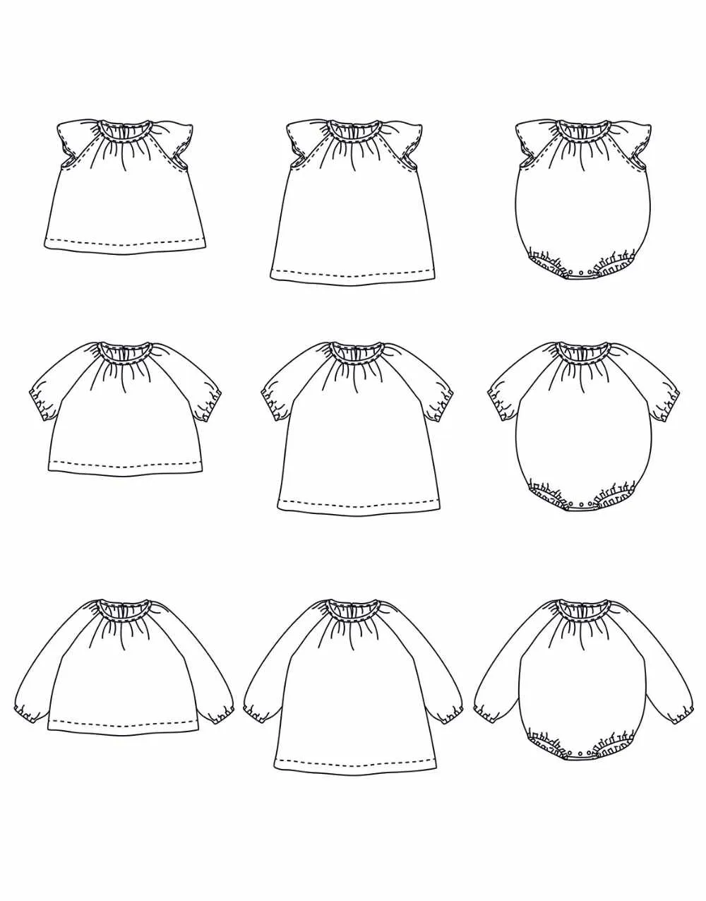 Hanoi Blouse, Dress and Romper Baby Sewing Pattern (1y - 4y), Ikatee