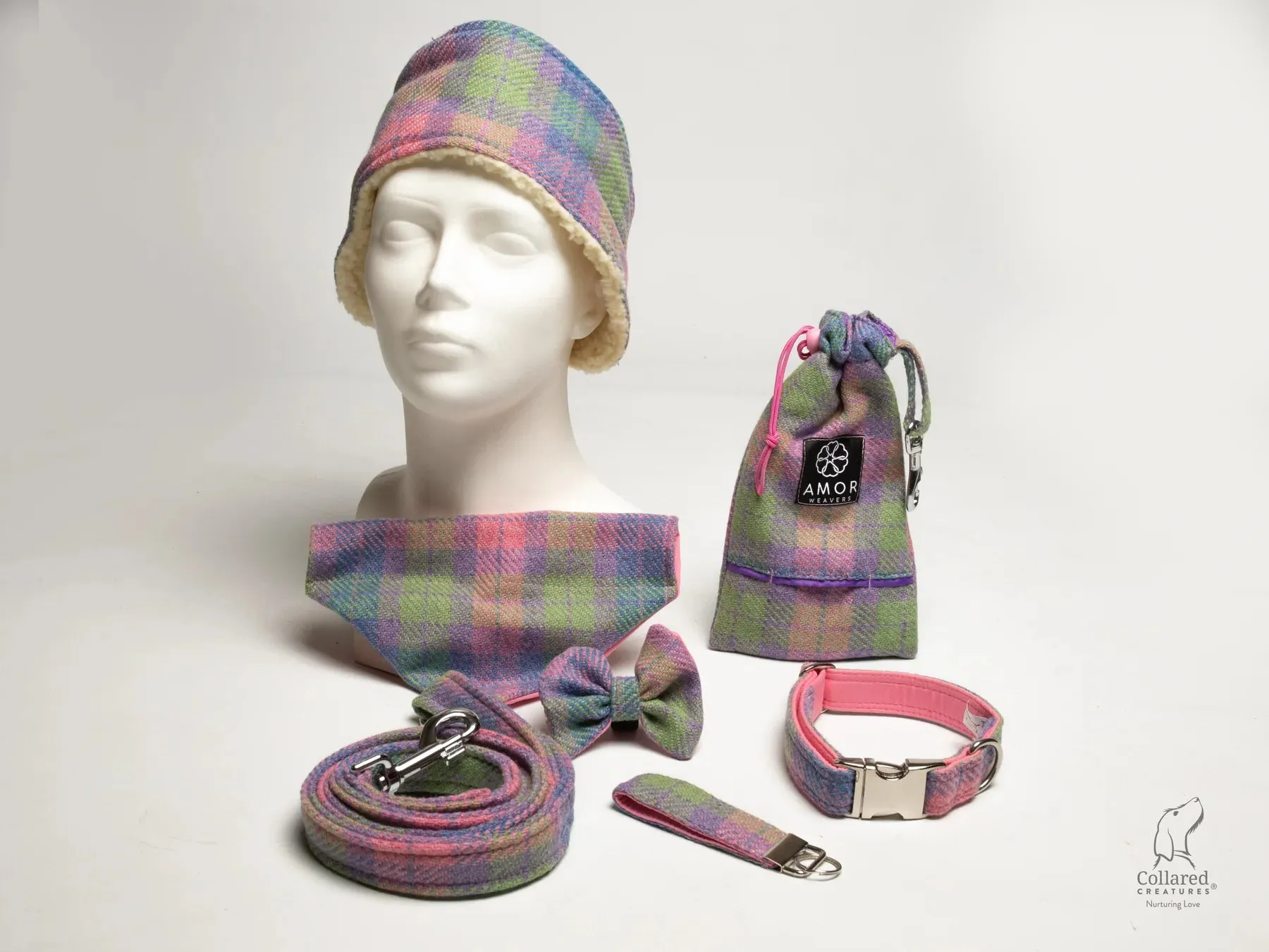 Harris Tweed Hydrangea Check Buckle Dog Collar