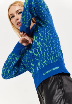 House of Holland Jacquard Duo Jumper in Blue & Green