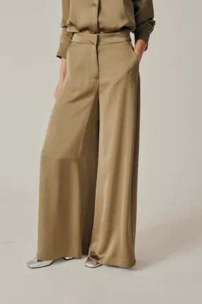 Iris Wide Leg Pants | Tan Olive