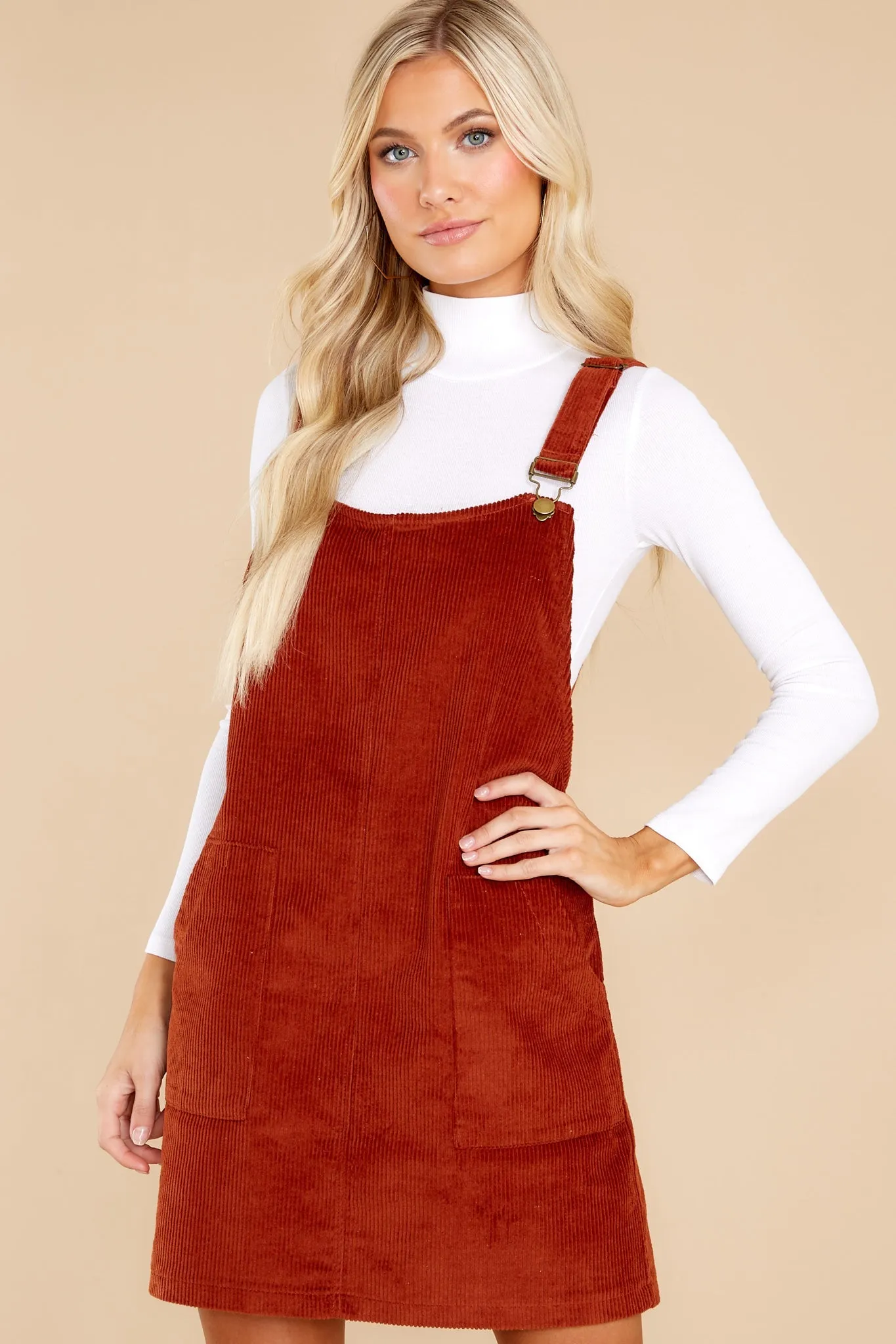 It's My Treat Rust Overall Dress