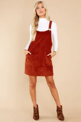 It's My Treat Rust Overall Dress