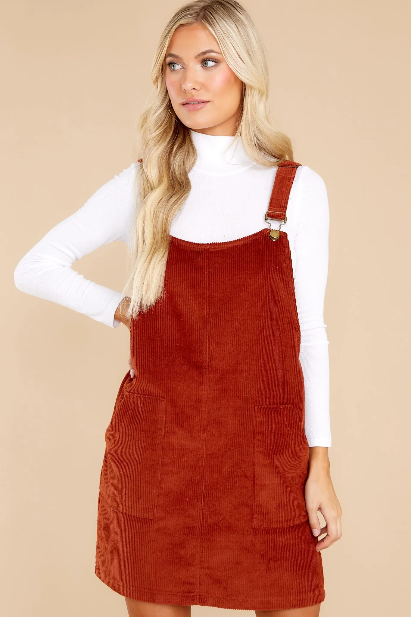 It's My Treat Rust Overall Dress