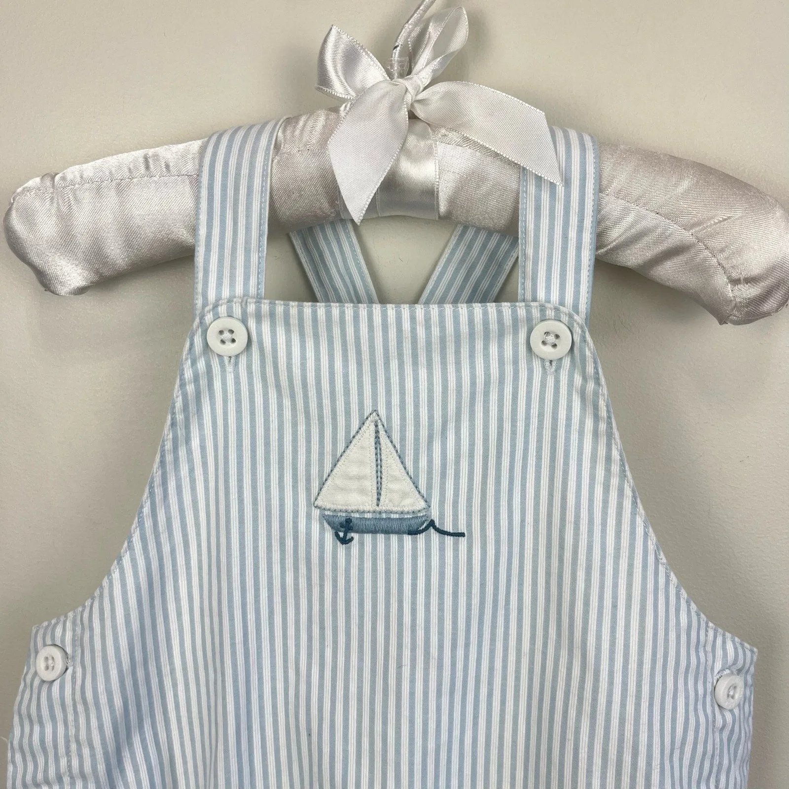 Janie and Jack Dobby Stripe Shortall Romper 12-18 Months