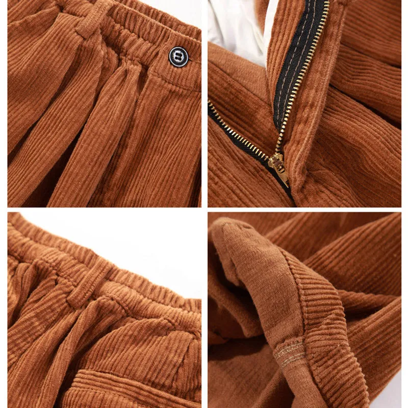 Japanese Retro Loose Wide-leg Corduroy Pants