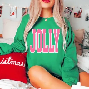 Jolly Pink Large Letter Christmas Wholesale Graphic Sweatshirt - Quick TAT