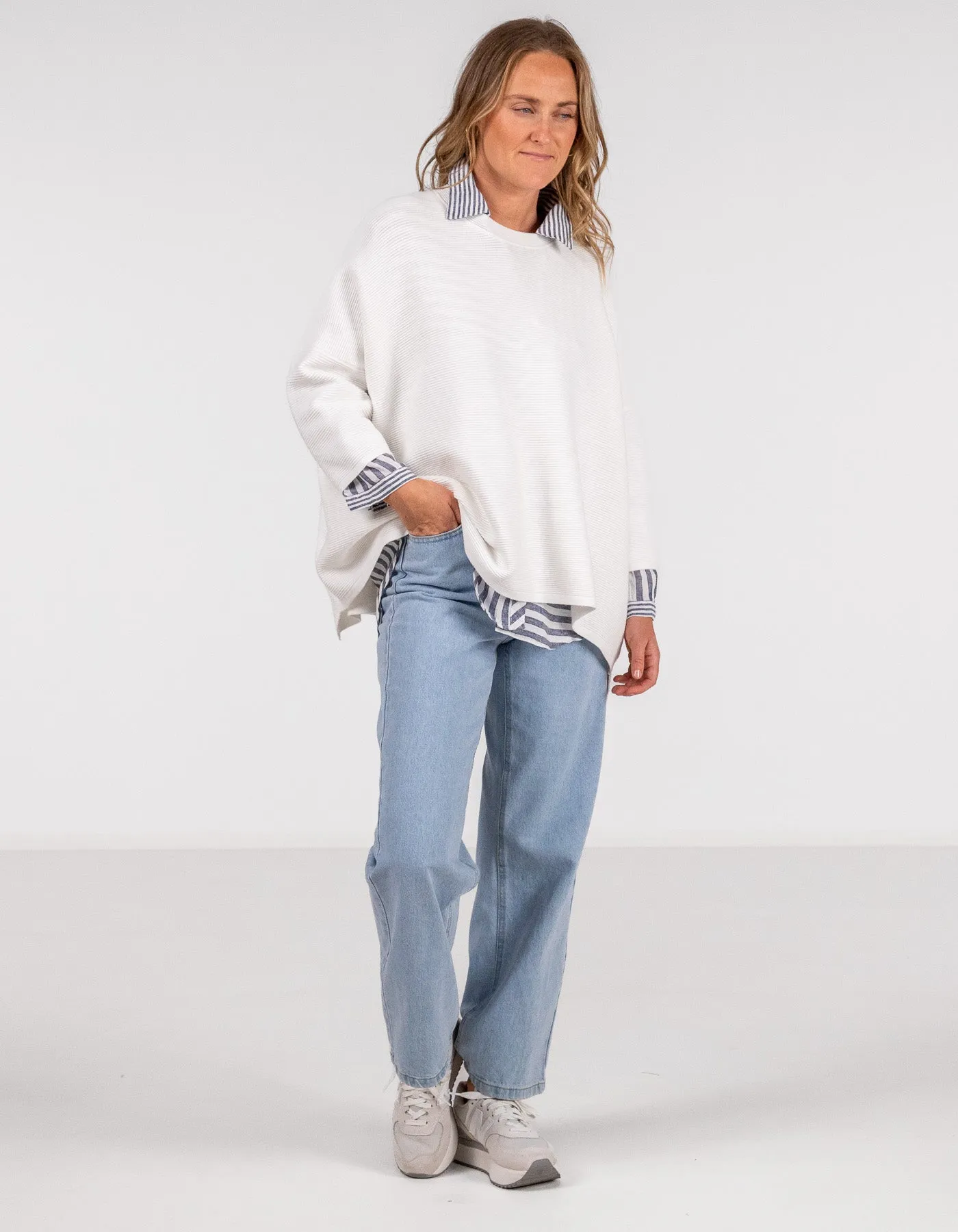 Juniper Oversize Ribbed Knit Jumper in White