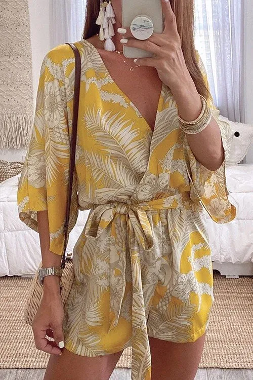 Just So Sweet V-Neckline Printed Romper - 2 Colors