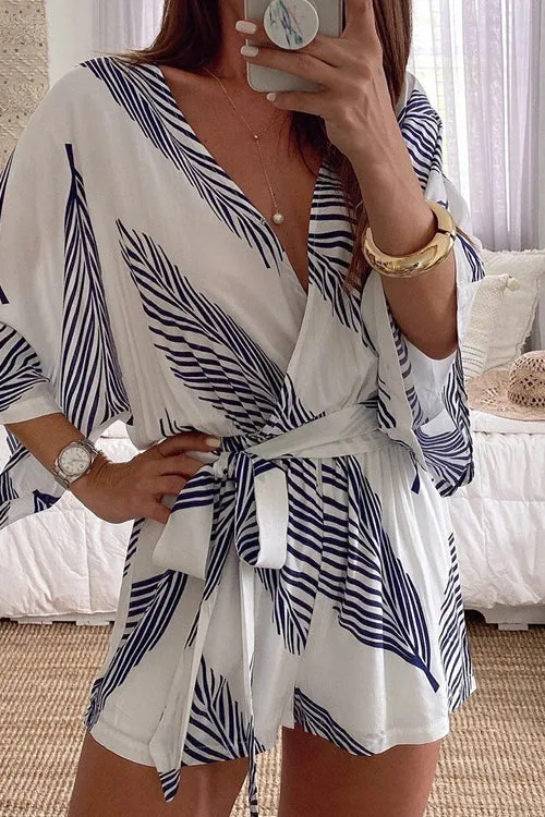 Just So Sweet V-Neckline Printed Romper - 2 Colors