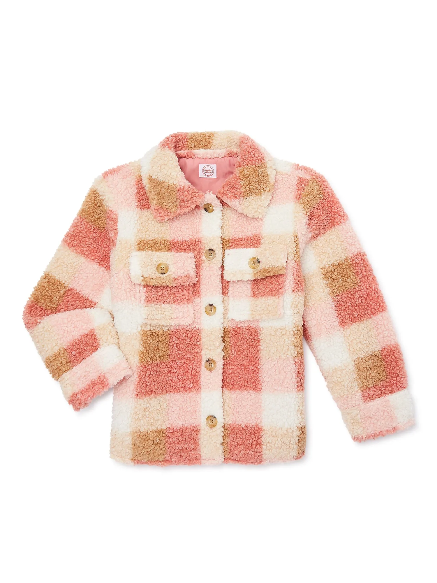 Kids Girls Faux Sherpa Shacket - ZB149