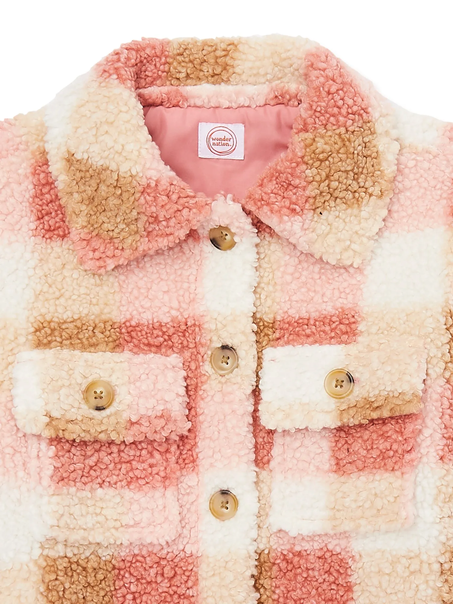 Kids Girls Faux Sherpa Shacket - ZB149