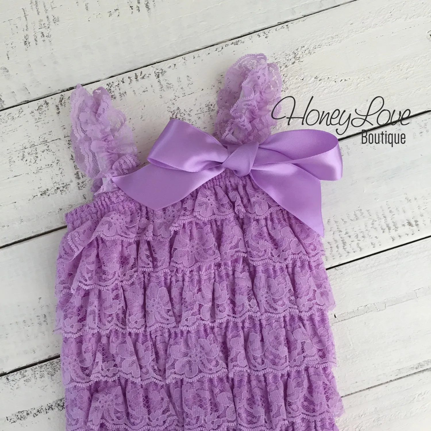 Lace Petti Romper Lavender Purple and matching headband