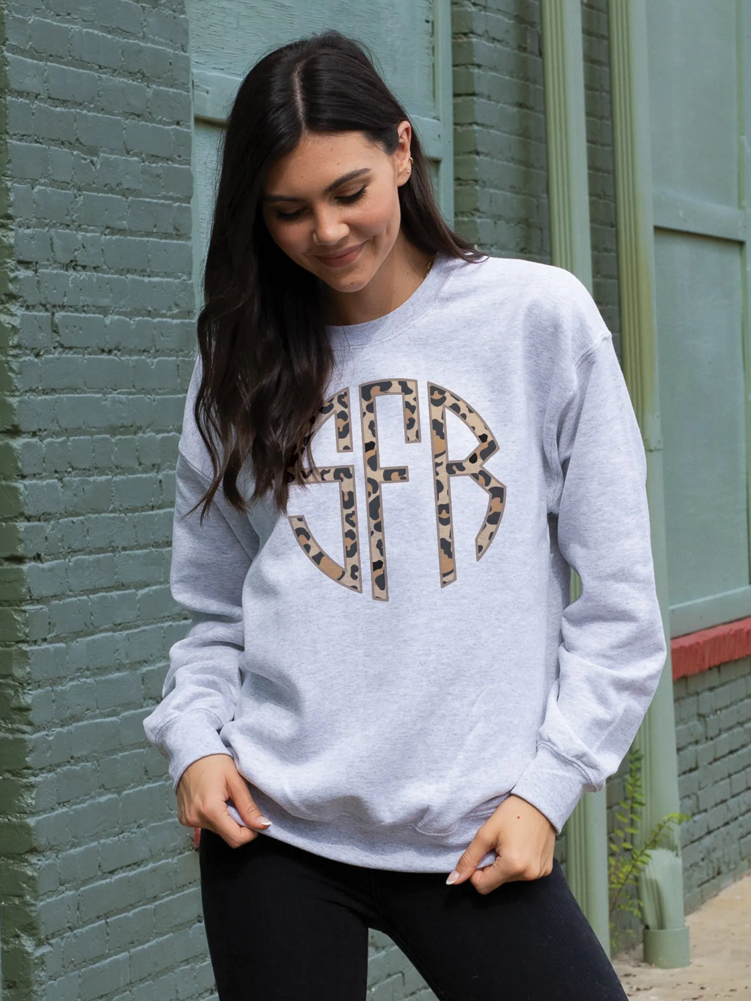 Leopard Monogram Sweatshirt - Grey