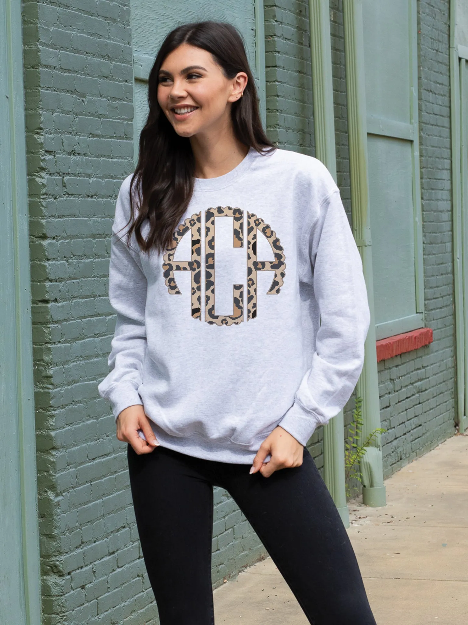 Leopard Monogram Sweatshirt - Grey