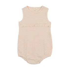 Lil Legs Rib Ruffle Romper Pink Stripe