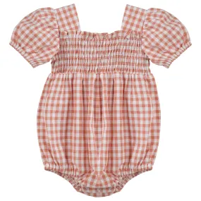 Lily Smocked Gingham Romper