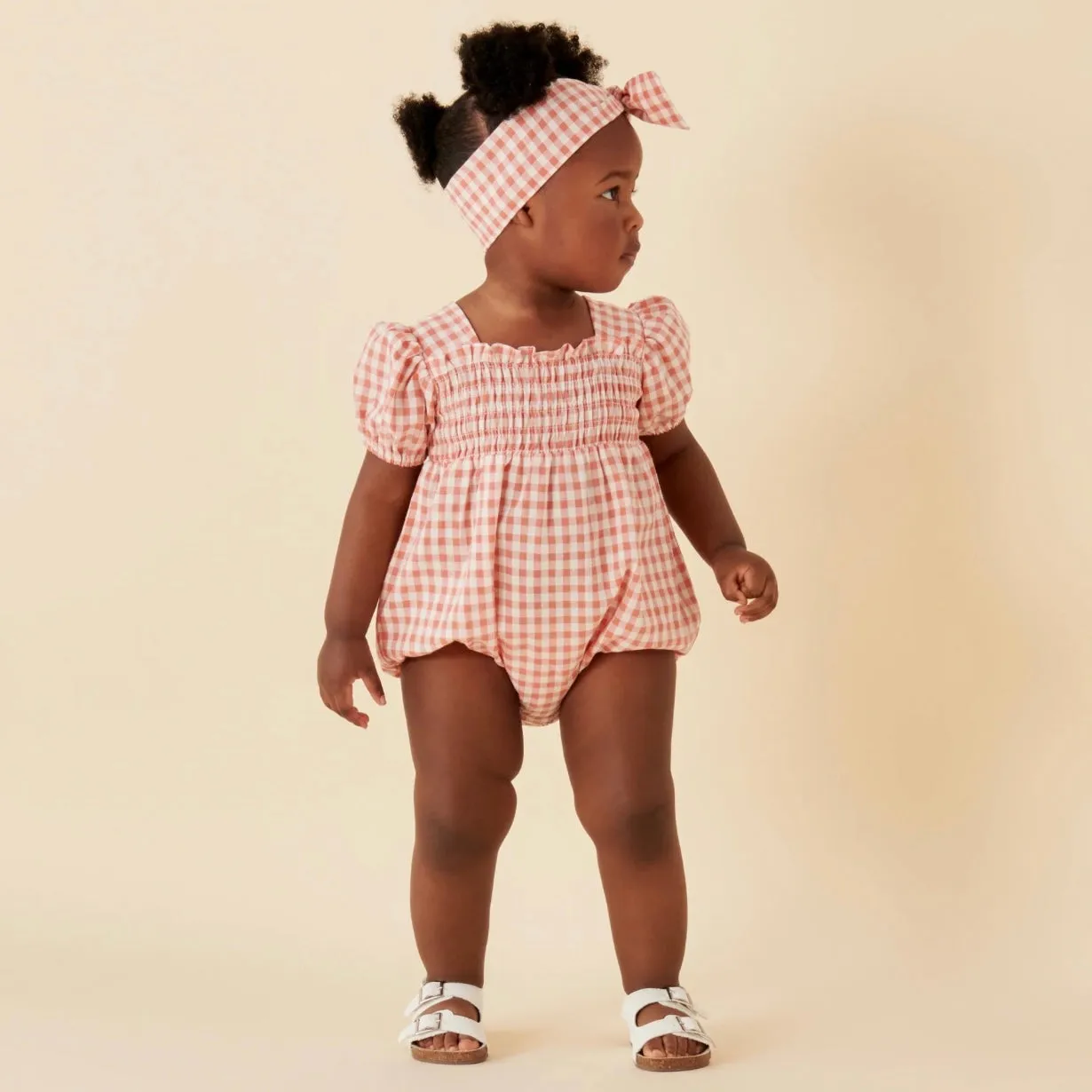 Lily Smocked Gingham Romper