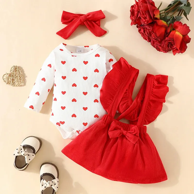 LITTLE HEARTS Corduroy Overall Skirt Outfit